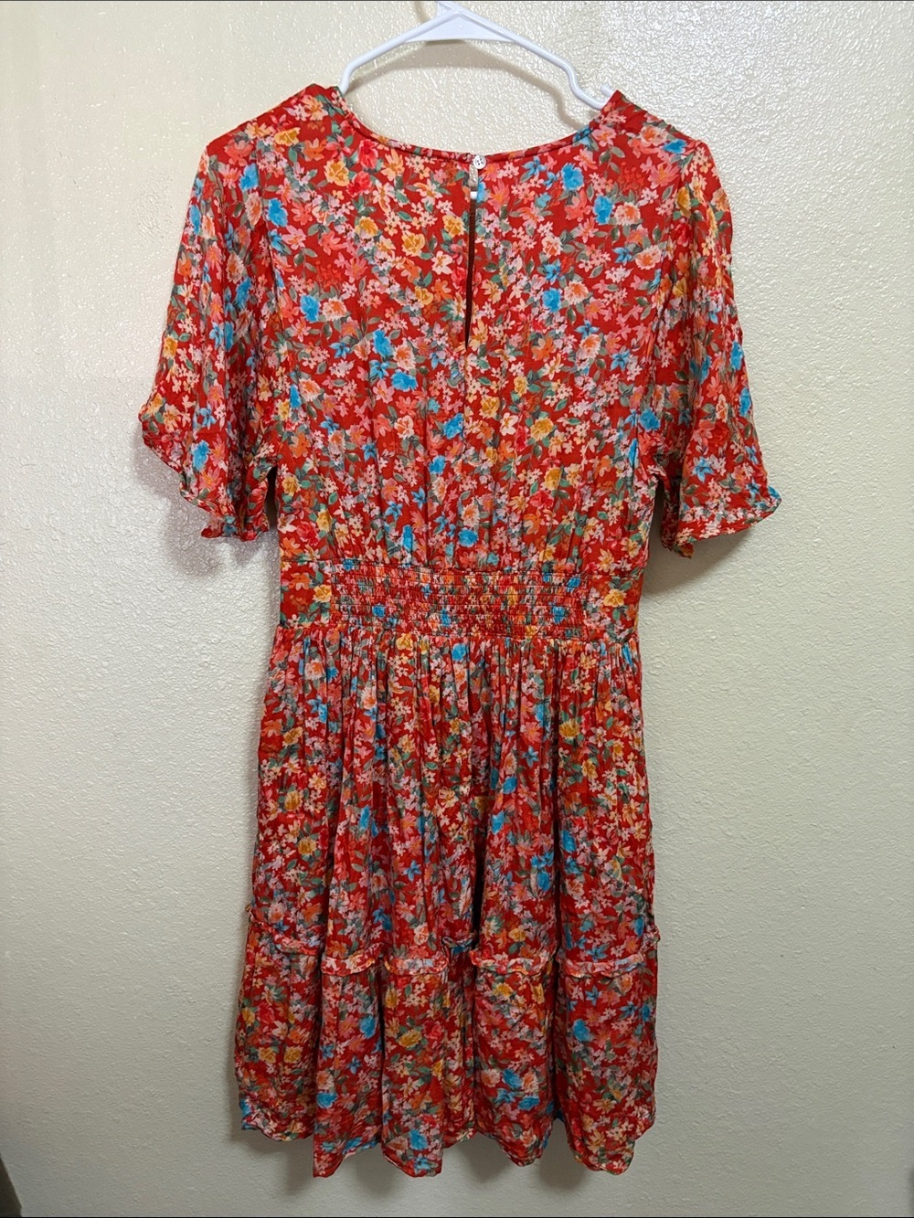 Roller Rabbit Rust Red Floral V-Neck Mini Dress - Picture 7 of 11
